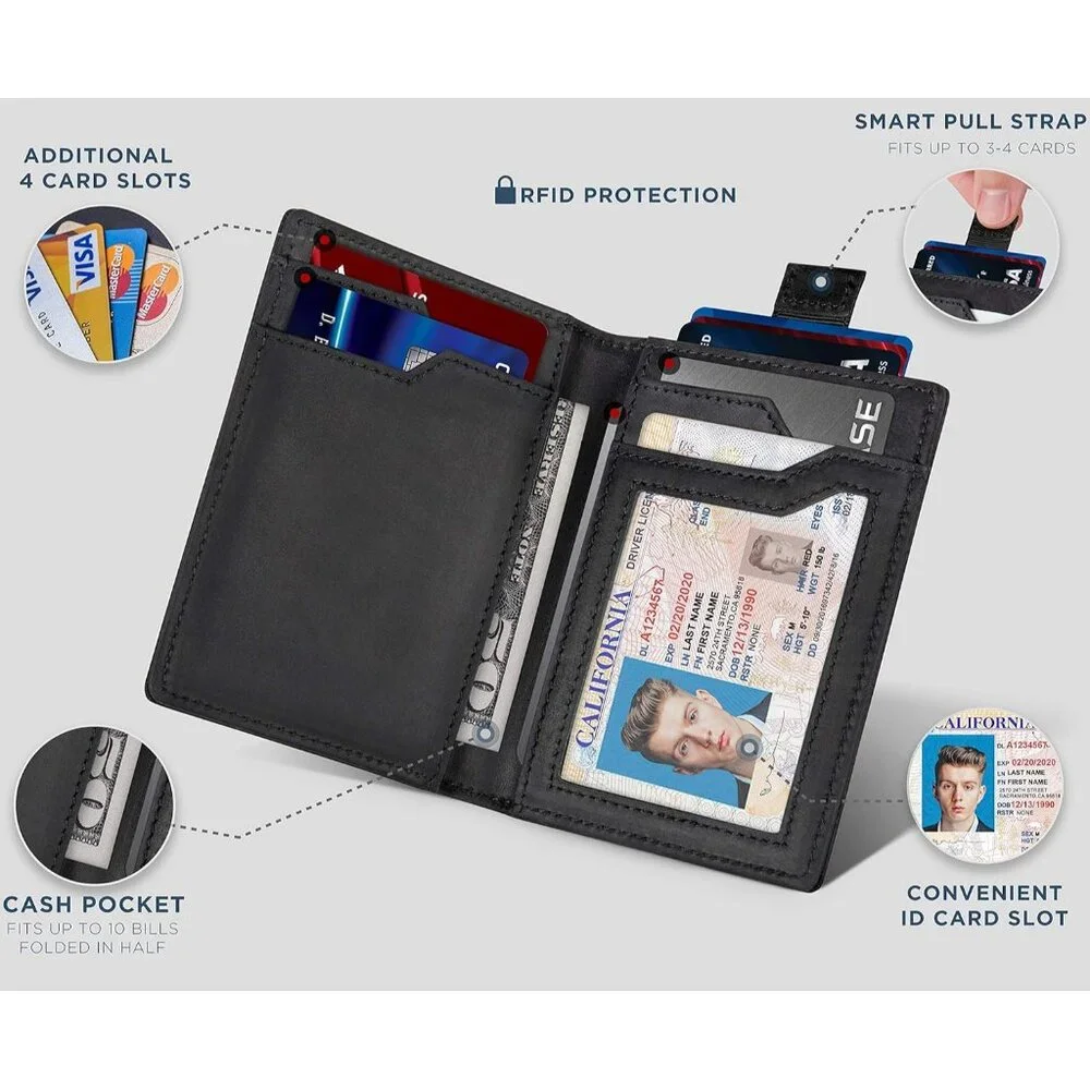Wallets for Men Slim Mens leather RFID Blocking Minimalist Card Front Pocket